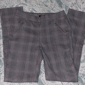 Zipper Detail Plaid Pants
